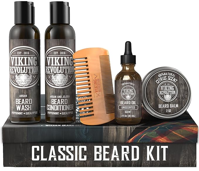 Ultimate Beard Care Conditioner Kit - Beard Grooming Kit for Men Softens, Smoothes and Soothes Beard Itch- Contains Beard Wash & Conditioner, Beard Oil, Beard Balm and Beard Comb- Classic Set
