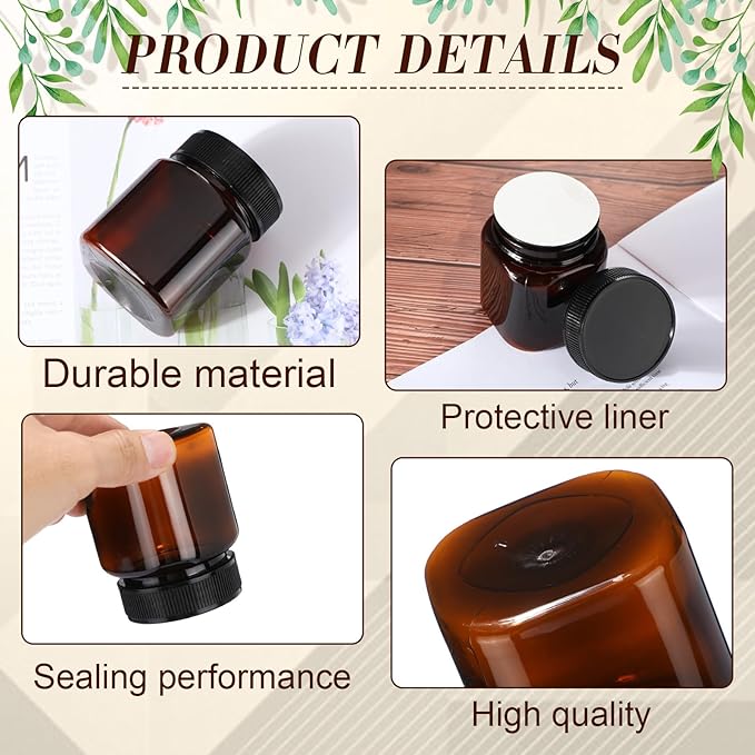 Tanlade 40 Pcs Amber Plastic Jars with Lids Round Cosmetic Containers Amber Jars Refillable Containers for Powder Liquid Food Storage Kitchen Cosmetic Lotion Ointments Creams Essential Oil (4 oz)