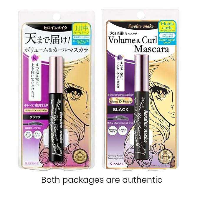 HEROINE MAKE by KISSME Mascara Trio Set | 3 Full-Size - Volumizing Eyemakeup Mascara with Waterproof Black Curvy Brush, Defining Fiber Long-lasting False Eyelash Effect, Made in Japan