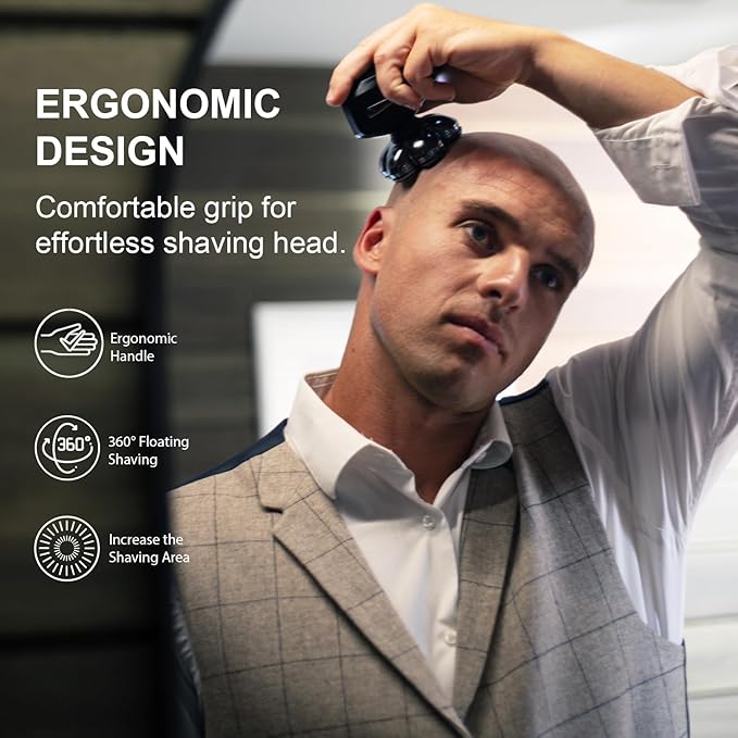 Head Shavers for Bald Men, Detachable Head Shaver, IPX7 Waterproof Wet Dry Bald Head Shavers, 7D LED Display Electric Rechargeable Head Shaving Kit with Type-C Charge
