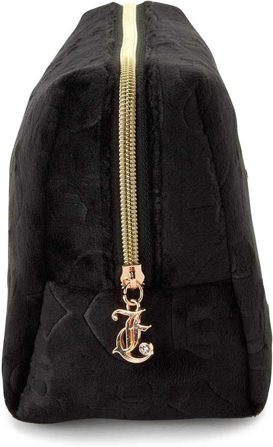 Juicy Couture Women's Cosmetics Bag - Travel Makeup and Toiletries Clutch Wedge Pouch, Black