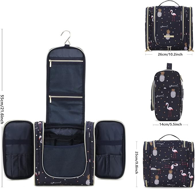 Lychii Hanging Toiletry Bag for Women, Cosmetic Makeup Bag Travel Organizer, Large