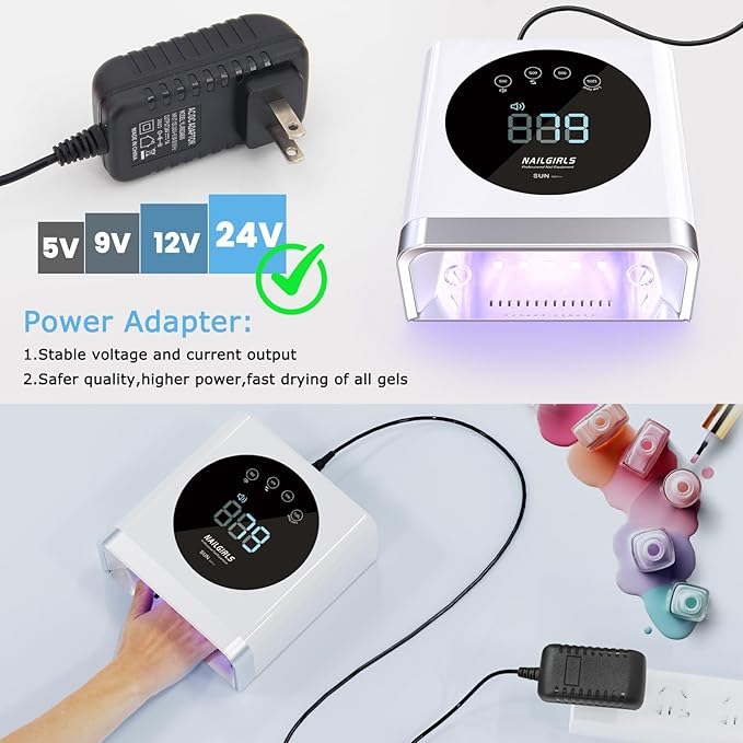 NAILGIRLS UV Nail Lamp, 150W UV Light for Gel Nail, Nail Lamps for Gel Polish with 4 Time Setting, UV LED Nail Light with Large LCD Display, Fast Curing Lamp for Salon or Home