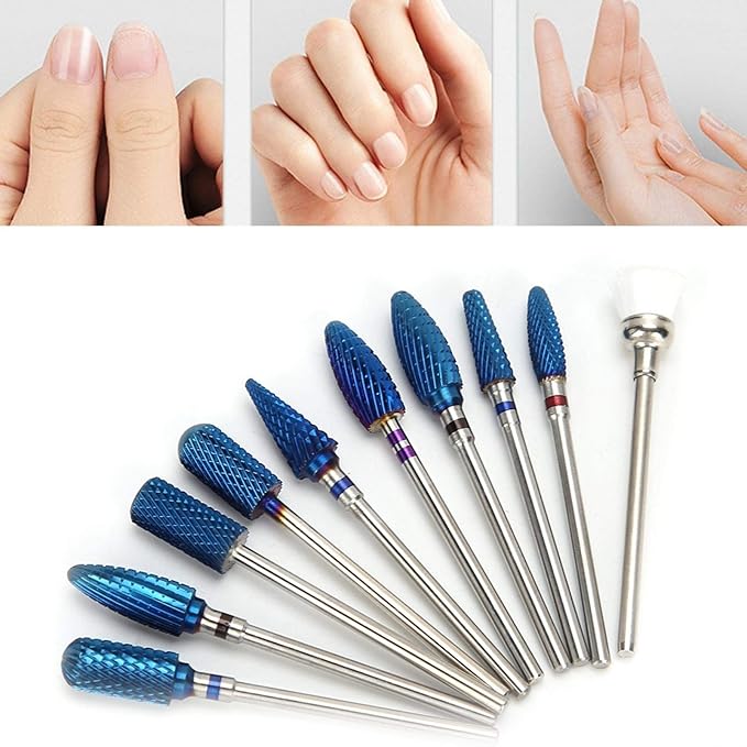 Nail Drill Bits Set,Electrical Professional Nail File Kit,Carbide Nail Drill Bits Set, Cuticle Drill Bit,Nail File Drill Bit for Manicure Pedicure Cuticle Gel Nail Polishing,10Pcs Nail Grinding Head