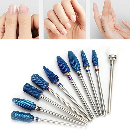 Nail Drill Bits Set,Electrical Professional Nail File Kit,Carbide Nail Drill Bits Set, Cuticle Drill Bit,Nail File Drill Bit for Manicure Pedicure Cuticle Gel Nail Polishing,10Pcs Nail Grinding Head