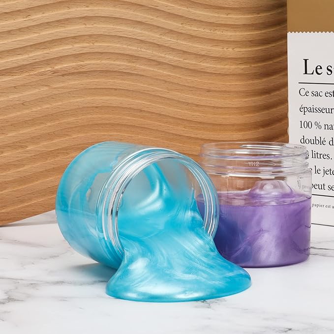 Keketin 40 Pack Plastic Jars with Black Lids 6 oz,180ml Round Plastic Containers Clear Cosmetic Jars,Refillable Empty Storage Containers for Spices,Cream,Beauty Products,Lotion,Slime Making