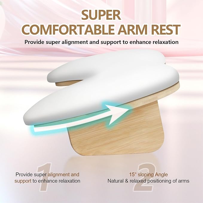 Arm Rest for Nails Tech，U-shaped Manicure Nail Arm Rest Stand with Detachable Brackets Microfiber PU Leather Manicure Pillow Big Nail Hand Rest Cushion Suitable for Salon and Home (White)