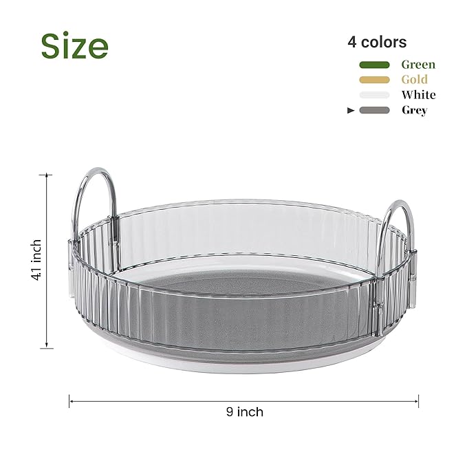 Aveniee Rotating Makeup Organizer for Vanity, Perfume Organizers for Bathroom Countertop, Clear Cosmetic Skincare Storage for Dresser, Lipstick Product Spinning Holder (1 Tier, Grey)