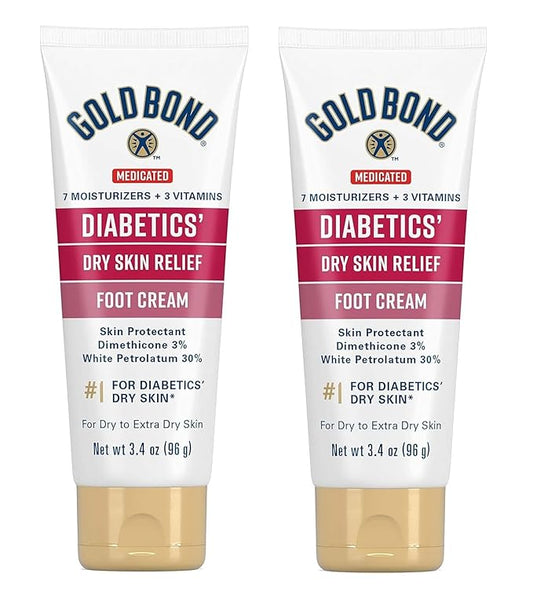 Gold Bond Ultimate Diabetics' Dry Skin Relief Foot Cream 3.4 oz., Soothes Skin Discomfort - Pack of 2
