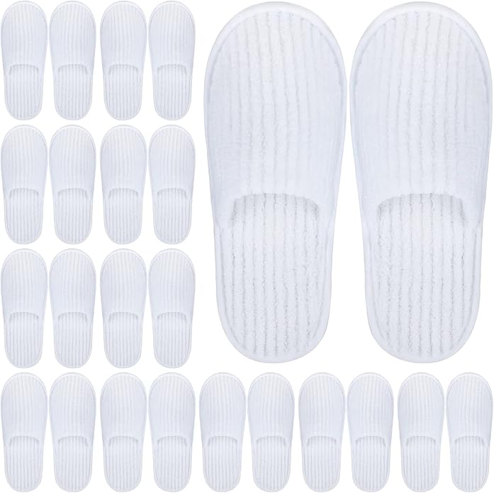 Elcoho 12 Pairs Closed Toe Spa Slippers Reusable Slippers Coral Fleece Washable Disposable Home Slippers for Women Men Guests Hotels House Slippers Housewarming Indoors Bathroom Party Traveling