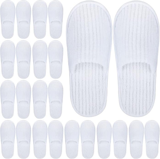 Elcoho 12 Pairs Closed Toe Spa Slippers Reusable Slippers Coral Fleece Washable Disposable Home Slippers for Women Men Guests Hotels House Slippers Housewarming Indoors Bathroom Party Traveling