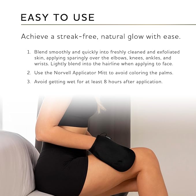 Norvell Sunless Self Tanning Bundle - Venetian Self Tanner Mousse with Bronzer, 8 Fl Oz + Streak-Free Tan Applicator Mitt - Premium Natural Looking Self Tanning Foam and Washable Self Tan Mitt