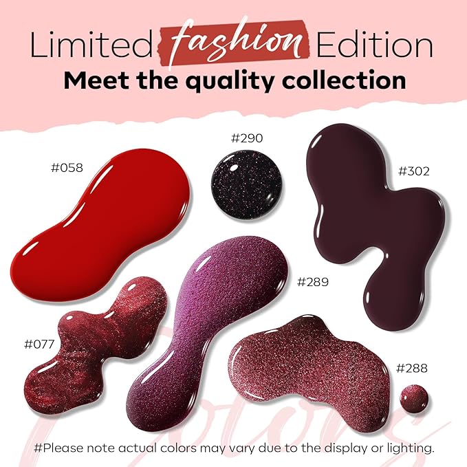 modelones Christmas Nail Polish Set 6 Colors, Dark Red Cat Eye Burgundy Glitter Quick Dry Mini Nail Lacquer Kit Magnetic Maroon Purple Cherry Red Winter DIY Home Nail Art Manicure Gift for Women Girls