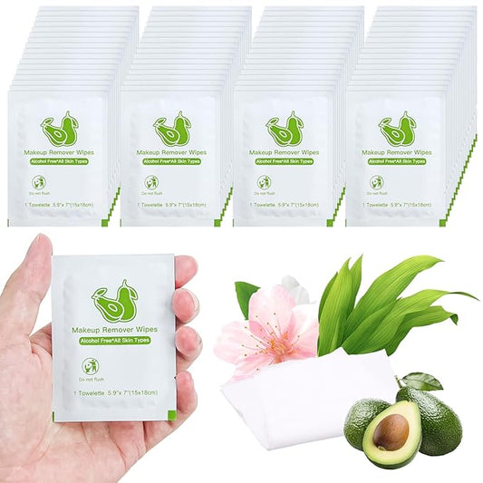 Makeup Remover Wipes Bulk Individually Wrapped,Travel Makeup Wipes Individual Makeup Remover Wipes Bulk Gentle Cleansing Makeup Remover Wipes for Face Cleansing Mascara Lipstick Travel Hotel 200
