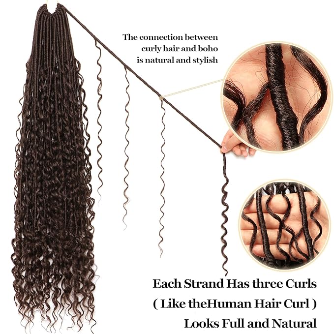 8 Packs Goddess Faux Locs Crochet Hair-30 Inch Boho Soft Locs Crochet Hair for Black Women (#4, 30 Inch(Pack of 8))