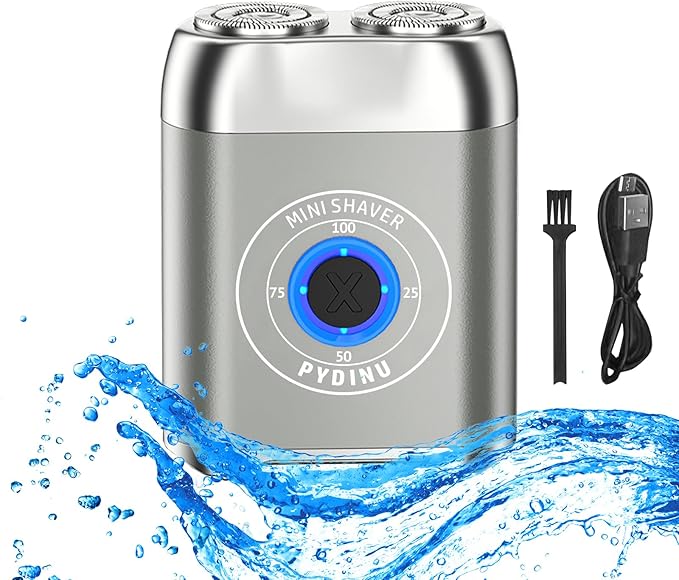 Mini Electric Shaver, 2025 New Upgrade Pocket Dual-Head Electric Shaver, Travel Portable Beard Trimmer for Men, Waterproof Mini Razor, USB C Rechargeable (Silver)