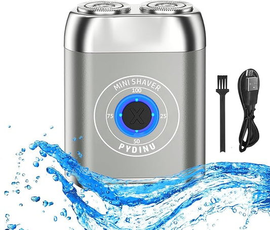 Mini Electric Shaver, 2025 New Upgrade Pocket Dual-Head Electric Shaver, Travel Portable Beard Trimmer for Men, Waterproof Mini Razor, USB C Rechargeable (Silver)