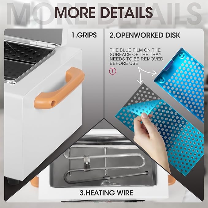 Autoclave Cleaner Machine 2L 110V/300W High Temperature Metal Cleaning Machine Box with Adjustable Temperature & Time Professional Dry Heat Cabinet Nail Tool Cleaner for Lab Home Salon