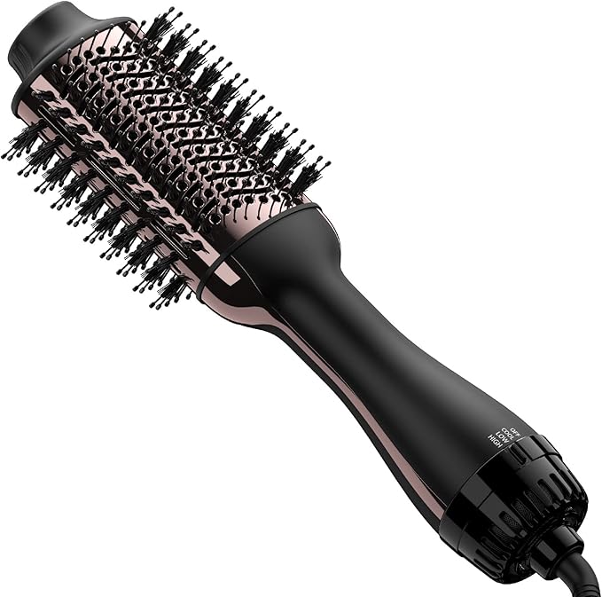 Hair Dryer Brush Blow Dryer Brush in One, Upgraded 4 in 1 Hair Dryer and Styler Volumizer with Negative Ion Anti-frizz Ceramic Titanium Barrel Hot Air Brush Hair Straightener Brush