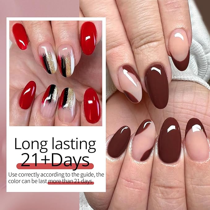 UR SUGAR Gel Nail Polish, 10 Colours Valentine's Purple Red Brown Light Pink Red Rose Gold Glitter Gel Polish Sets Soak Off Gel Nail Varnish Gifts for Women DIY Home