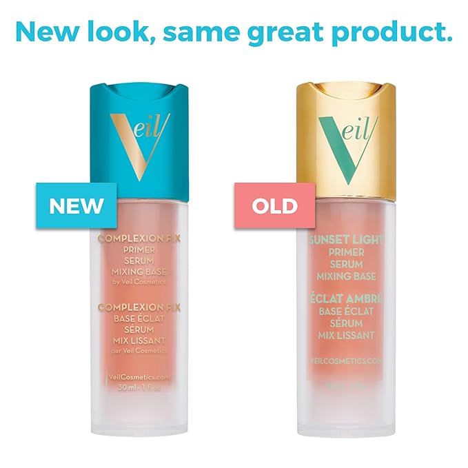Veil Cosmetics Complexion Fix 3-in-1 Primer - Serum, Mixing Base, Primer - Pore Minimizing - Hydrate, Brighten & Soothe - Smooths Wrinkles & Fine Lines - Extend Makeup Wear - Vegan - Beautiful Skin