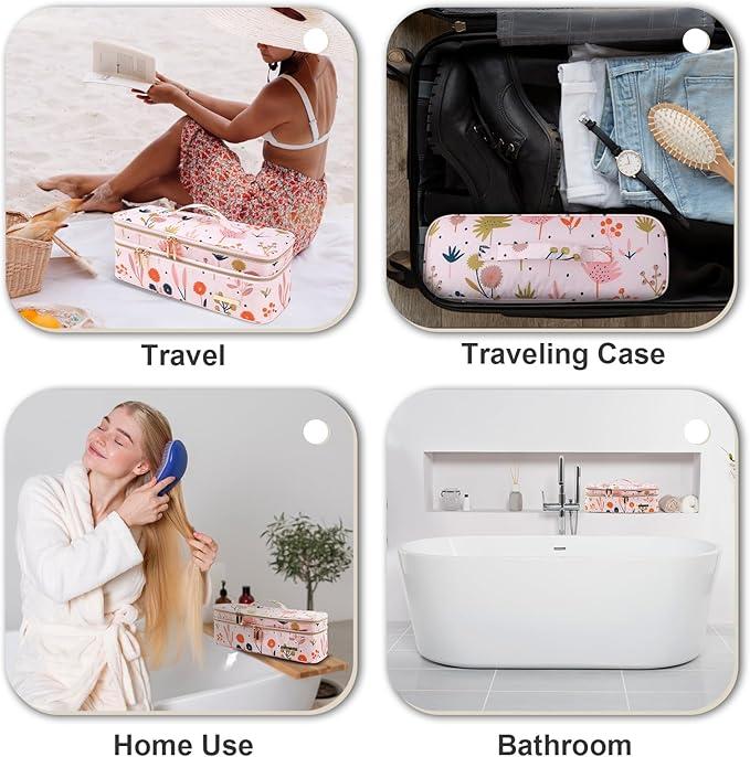 MissBoy Double Layer Travel Case Compatible with Revlon One-Step Volumizer/Hair Dryer/Hot Air Brush, Dyson Hair Dryer Carrying Case, Shark Flexstyle Storage Organizer Bag (Bag Only)