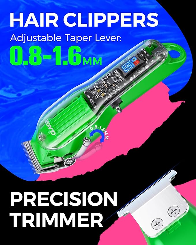 GLAKER Hair Clippers for Men - Cordless Zero-Gap Trimmer - Green