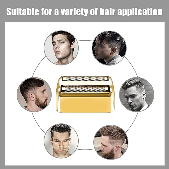Shaver Replacement Foil and Cutters compatible with BaBylissPRO Barberology Double FXFS2 (2PC Gold)