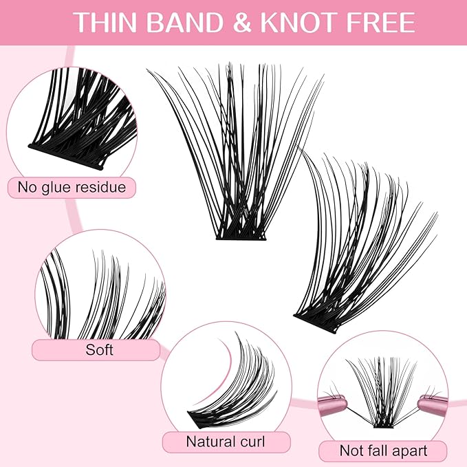 280 Pcs Individual Lashes 30D+40D Mixed Lash Clusters 14 Rows Cluster Lashes that Look Like Eyelash Extensions DIY Lash Extension Self Application At Home (30+40-C-14-20mix)