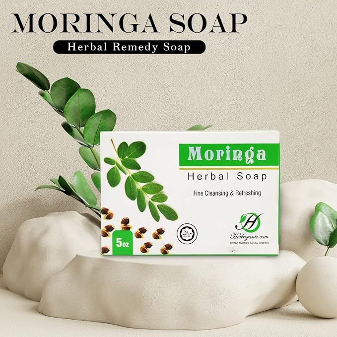 Moringa Herbal Soap | Pack of 6 of 5oz soap Bar | Ideal for Men and Women, Soothing and Nourishing Soap for Moisturization