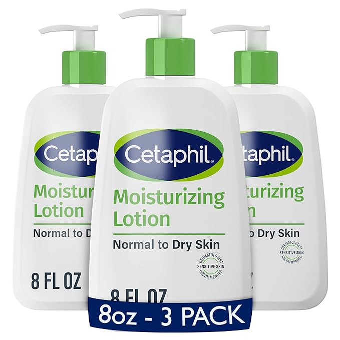 Cetaphil Face & Body Moisturizer, Hydrating Moisturizing Lotion for All Skin Types, Suitable for Sensitive Skin, NEW 8 oz Pack of 3, Fragrance Free, Hypoallergenic, Non-Comedogenic