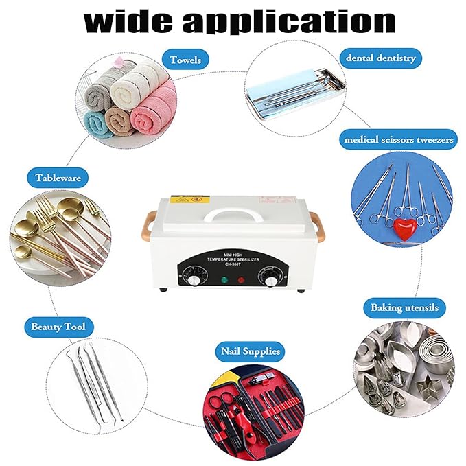 High Temperature Metal Cleaning Box,Misforu 2L Dry Heat Cabinet High Temp with Stainless Tray Timer and Handle for Spa Hot Towel Barber Shops Salon Hairdressing Tool Earrings 300W 110V (With Bag)