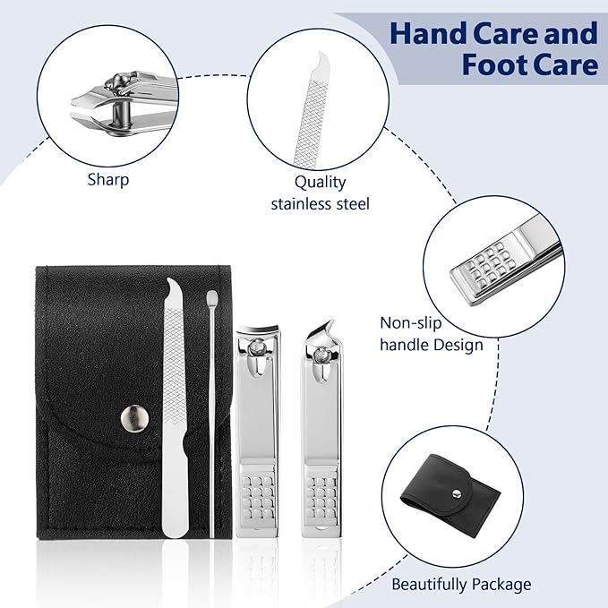 Geosar 50 Set Travel Manicure Kit Nail Clippers Pedicure Professional Nail Care Tools Stainless Steel Grooming Set with Portable Travel Case Gifts for Mother Father(Black)
