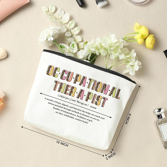 5 PCS Occupational Therapist Gifts Makeup Bag Occupational Therapy Gifts Therapist Gifts for Women Females Sister Nurse Coworker Graduation Retirement Christmas Cosmetic Bag Travel Toiletry Bag