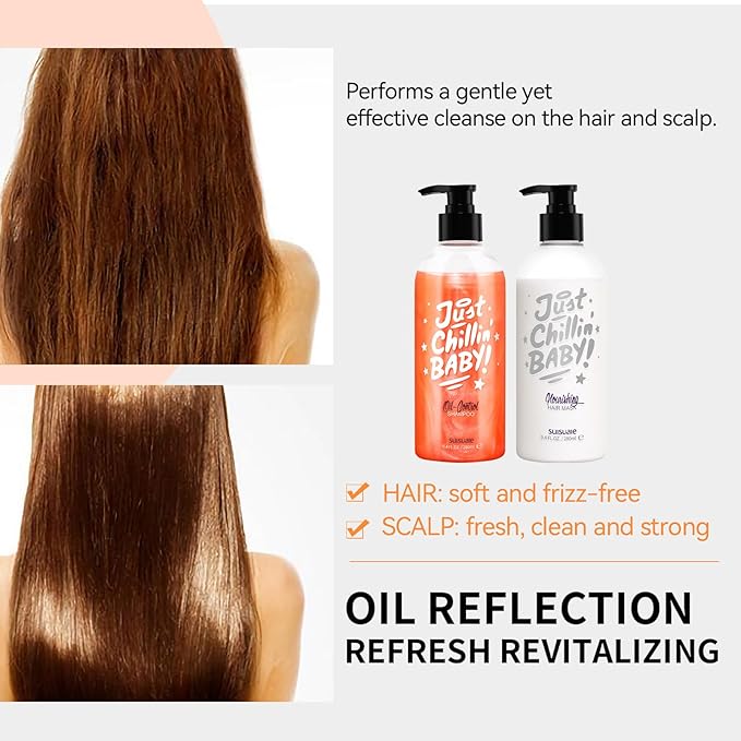 Clarifying Shampoo and Conditioner Set for Greasy Hair, Build Up, Oily Scalp - 18.8 Fl Oz