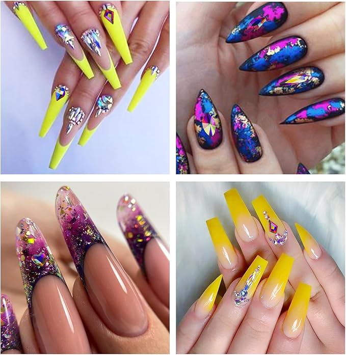 8280 Pcs AB Nail Rhinestones Crystals Multi Shapes Sizes AB Flatback Nail Glass Gems Diamonds for Nail Art Manicure DIY Crafts Jewelry Accessories