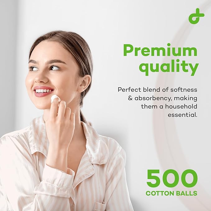 Dealmed Cotton Balls for Face, Makeup & Nail Polish Remover, Medical Uses, & DIY Crafts | Non-Sterile Bulk Pack | Resealable Zip-Locked Bag | 100% Pure Cotton - Soft, Absorbent, Gentle (500 per Bag)