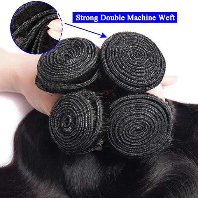 Cirvty 12A Human Hair Bundles Body Wave Bundles Human Hair Brazilian Human Hair 4 Bundles 22 24 26 28 inch 100% Unprocessed Virgin Hair Weave Deals Body Wave Human Hair Extensions Natural Black Color