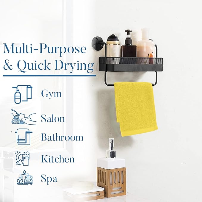 DAN RIVER 100% Cotton Washcloths 24 Pack Premium Quality Face and Body Cloth, Quick Dry Essential Towels for Bathroom, Hand, Kitchen & Cleaning, Baby Rugs | 12X12 in | 400 GSM | Primrose Yellow