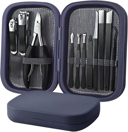 11pcs Ingrown Toenail Clipper Nail Cutter,Multifunctional Stainless Steel Nail Clipper,Adult Thick Nails Travel Grooming Kit Manicure & Pedicure Set Personal Care Tools (black)