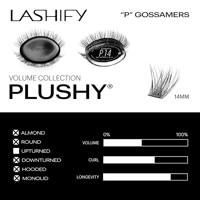 Lashify Plushy 14mm Gossamer Lashes in Black, Easy DIY False Lashes for a Voluminous Yet Still Natural Look
