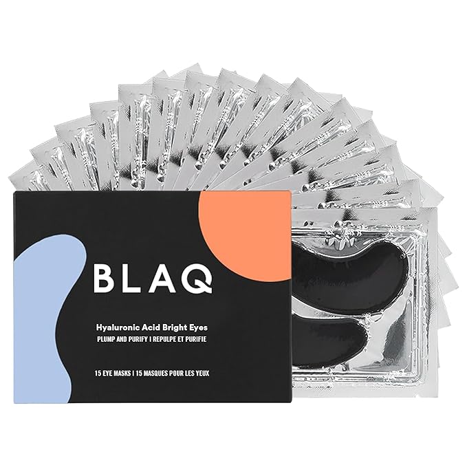BLAQ Award Winning Under Eye Patches for Dark Circles and Puffiness, Under Eye Mask with Red Algae and Activated Charcoal, Vegan and Cruelty-Free Under Eye Masks, 15-Pack, Hyaluronic Acid Bright Eyes