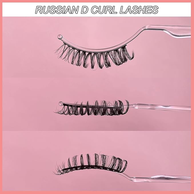 Russian D Curl Strip Lashes Fluffy False Eyelashes Natural Lashes 15-20mm Fake Lashes Pack Volume Eye Lashes 10 Pairs Faux mink lash Multipack