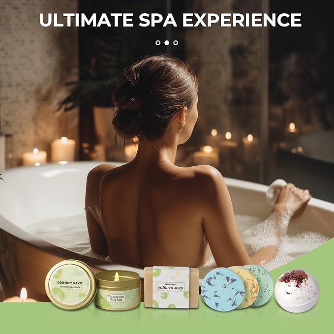 GRANNY SAYS Birthday Gifts Box for Women Unique, Spa Gifts, Self Care Get Well Soon Gifts for Women, Care Package with Flannel Blanket for Mom, Best Friends, Wife, Sister, Green