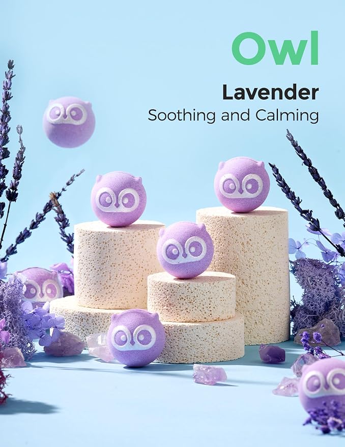 Momcozy Natural&Organic Essential Oil Bath Bombs,14 Pcs Bubble Bath Fizzy Balls with Cute Owl Animal Shapes,Bath Bombs Gift Set for Kids Girls Boys Toddler,Ideal Gift for Easter Egg,Bath Bomb Kit