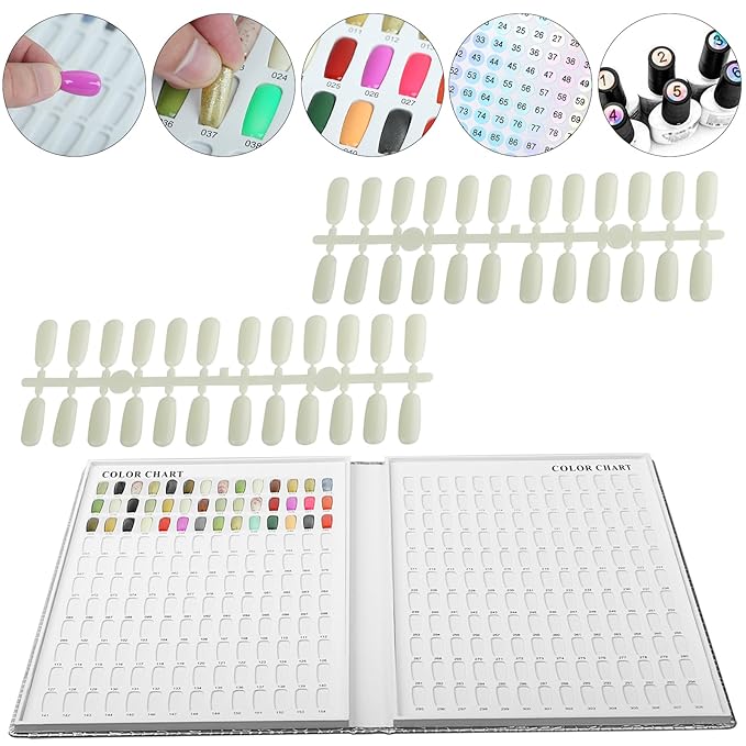 308 Nail Polish Swatches Book Leather Nail Color Display Book,UV Gel Polish Book Nail Painting Practice Design Board, Fake Tips Nails Sample Display Nail Art for Nail Salons