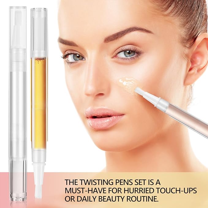 Beaupretty 40pcs 3ml Cuticle Oil Pen with Stickers Refillable Empty Twisting Pens Sample Lip Gloss Pens With Brush Tip for Traval