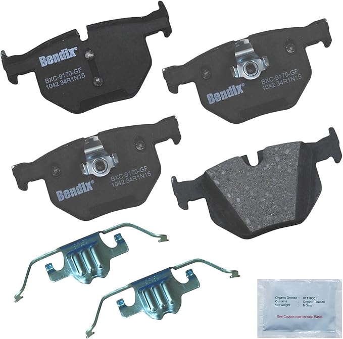 Bendix Priority1 CFC1042 Ceramic Rear Brake Pads for Select Models BMW 525i, 525xi, 528i, 528i xDrive, 528xi, 530i, 530xi, 535i 535xi, X5, X6
