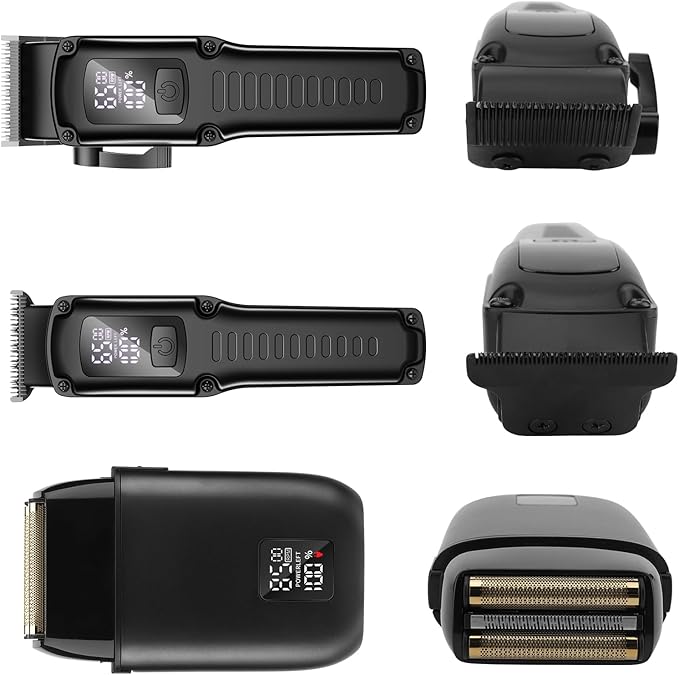 Professional Barber Hair Clippers Trimmer Shaver Set for Men,Cordless Hair Cutting Kit & Zero Gap T-Blade Trimmer & 8500 RPM Electric Shaver Combo with EVA Case,Mens Gift