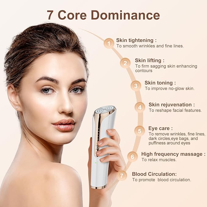 Texet Microcurrent Facial Device, 5-in-1 Skin Tightening Device,Home Use Facial Massager for Lifting, Toning, Wrinkle Reduction White7